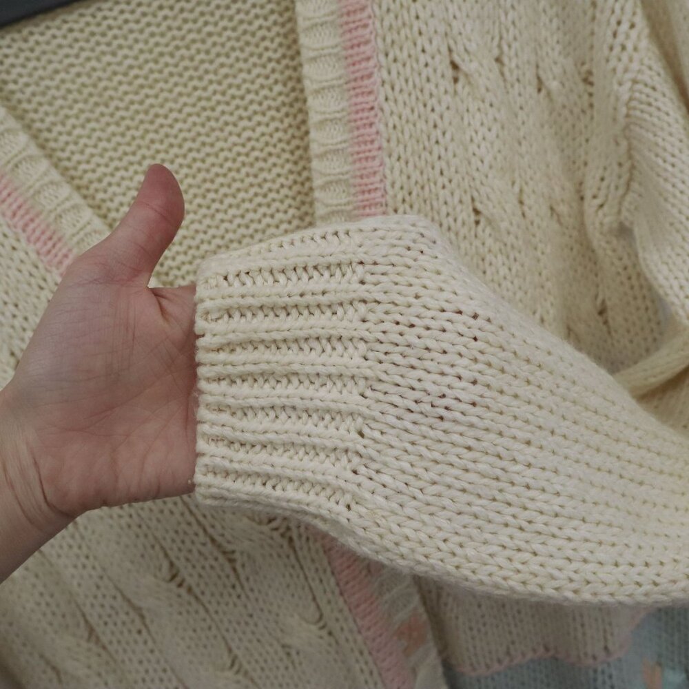 Bravo Cardigan Womens M Cream Fishermancore Soft Girl Kawaii Fairycore Cottage - Picture 7 of 16